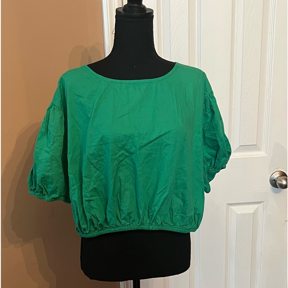 Boohoo Offers Green Puff Sleeve Top Size 20